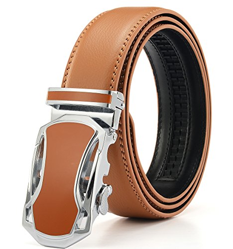 X Xhtang Men's Ratchet Belt Genuine Leather Slide Belts Adjustable
