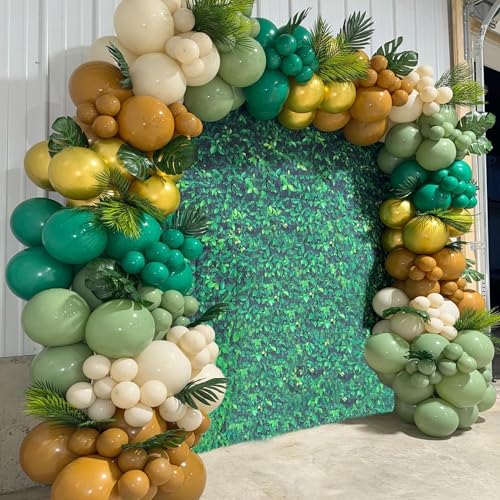 179 PCS Safari Jungle Balloon Garland Arch Kit Sage Green and Brown Balloons with Animal Print Balloons for Wild One Woodland Birthday Party Supplies Safari Baby Shower Decorations (Safari Jungle)