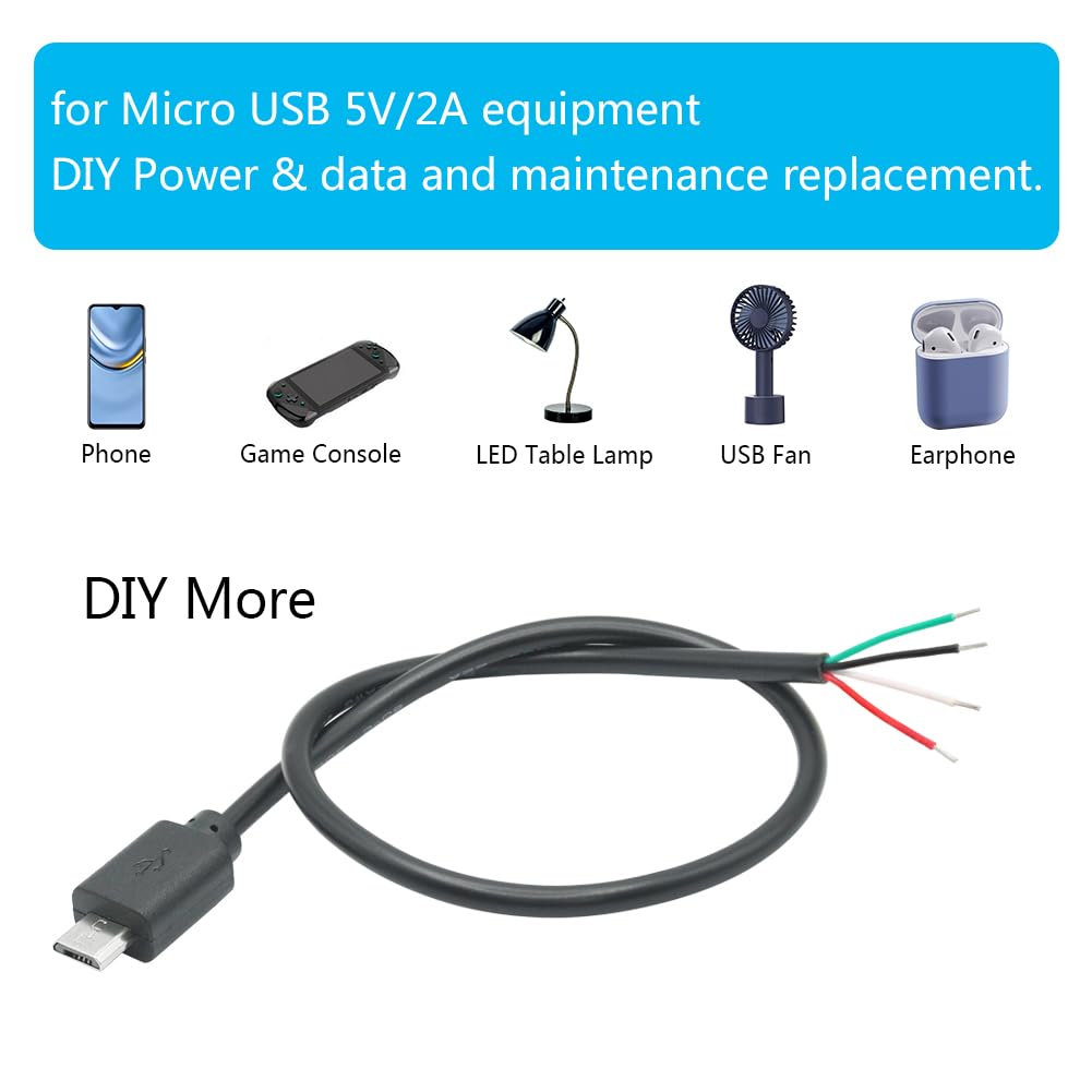 Amazon.co.jp: Micro USB 4ピン 裸線 Micro USB 5V/2A 4ピン