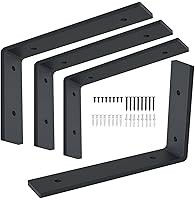 VOOVOO Heavy Duty 12x8 Inch L Shelf Brackets Black Metal 4 Pack with Hardware - 440 lbs Capacity