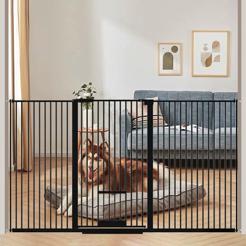 UVIPC-Extra-Tall-Pet-Gate-with-Cat-door-Tall-4055-Ultra-Narrow-Spacing-Extra-Wide-and-Tall-Baby-Gate-with-pet-door-Pressure-Mounted-Walk-Through-Dog-Gate