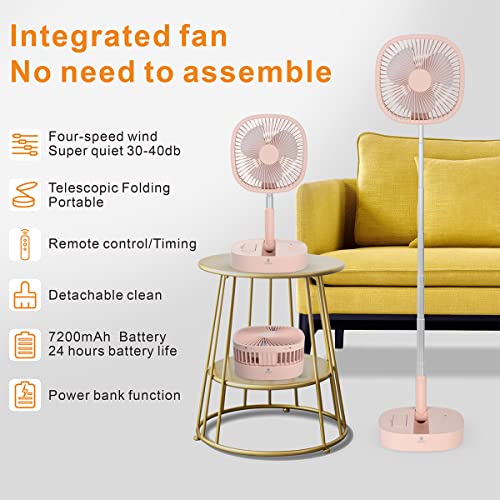 image for Magesh Portable Pedestal Fan - Foldaway Standing Fan Foldable Desk Fan
