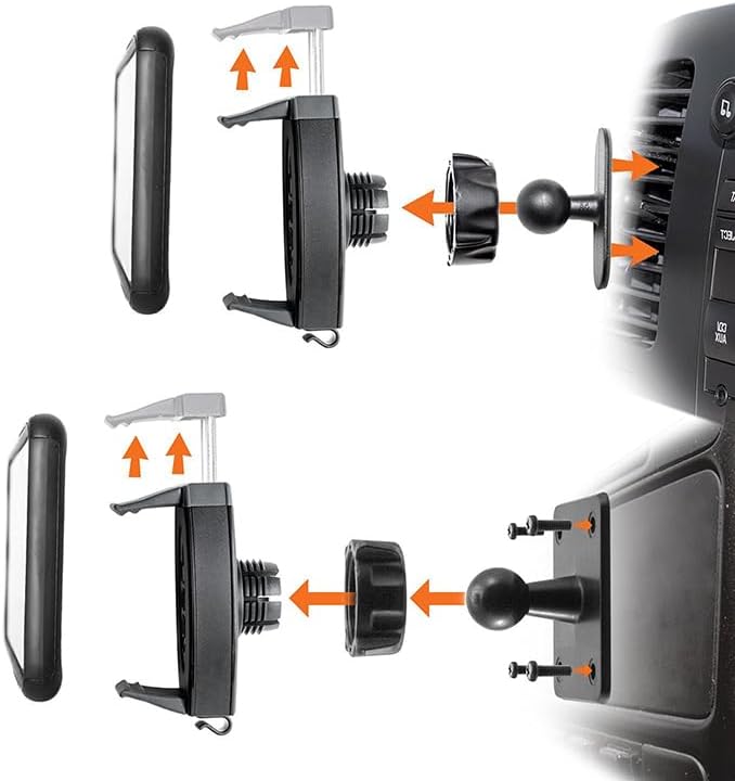 iBOLT miniPro AMPS Car Mount for iPhone 5/6 / 6s Plus / 7/8 / X,Samsung Galaxy S8 / S7 / Note 4 / Note 5 / Note 8, Sony's, LG, Motox, HTC 's - Comes with Multiple mounting Options