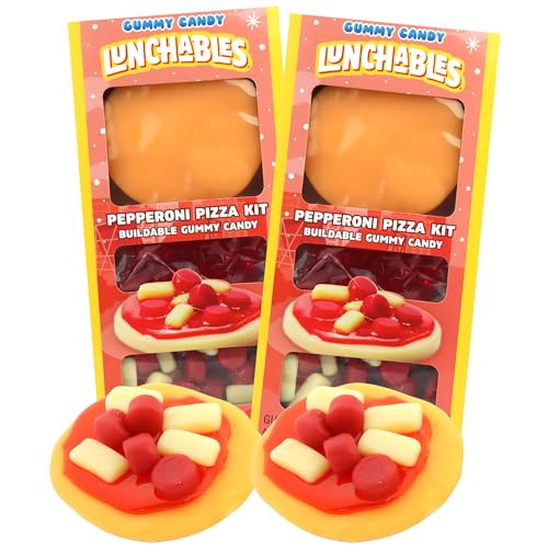 Sweetzo - Candy Lunchables Gummies, Assorted Flavored Buildable Gummies, Christmas Stocking Stuffers, 3.5 Ounces (Pack of 2) (Gummy Pizza)