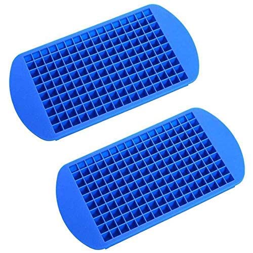 2PCS Ice Cube Tray Mini Ice Cubes Tray Silicone Cubes Ice Tray ice Lattice Small Cubes160 Molds for Kitchen Bar Party Drinks Blue