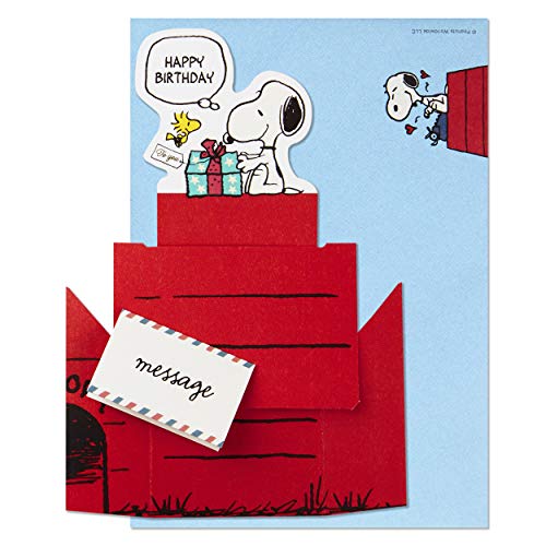 Hallmark Cartão de felicitações de aniversário Snoopy Pop Up Peanuts (casa de cachorro Snoopy)