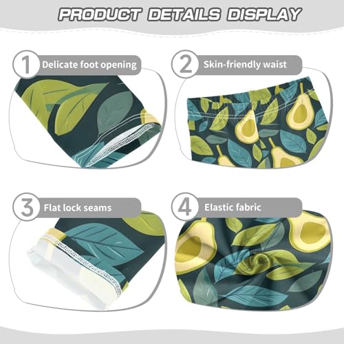 ALAZA Girls' Leggings Children's Yoga Pants Skinny Printed Dance Avocado Green Leaves Comfortable 4T2