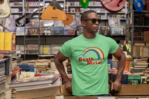 Death Metal Retro Rainbow 70s 80s Sarcastic Short Sleeve T-Shirt Black L