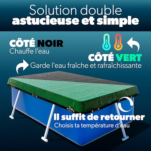 poolomio® Bâche de piscine rectangulaire 800 × 400 cm | Couverture 2-en-1 solaire & hivernage 8 × 4 m | Bâche robuste 200 g/m² PE | Protection UV anti-algues saletés | Dimensions réelles: 880 x 480 cm – vue 3