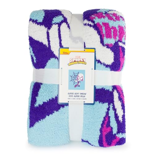 Image of Jay Franco Marvel Spidey & His Amazing Friends Ghost Spider Feather Knit Fluffy Throw Blanket - Gwen Stacy Fuzzy Blanket Measures 50 x 60 inch, Super Soft Lightweight Bedding