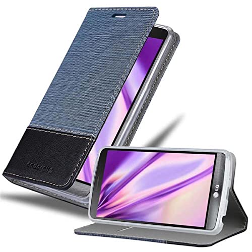 Cadorabo Book Case Compatible with LG G3 Stylus in Dark Blue Black - with Magnetic Closure, Stand Function and Card Slot - Wallet Etui Cover Pouch PU Leather Flip