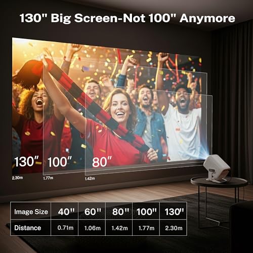 [1080P Natif/Auto Focus] Intelligent Vidéoprojecteur 4K avec WiFi 6 et Bluetooth 5.4 Mini Smart Projecteur Rotation 270° Auto Keystone Portable Projector Compatibile avec HDMI/USB/iPhone
