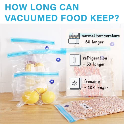 20 Pcs Reusable Vacuum Sealer Bags For Food & Snack Storage, Meal Prep & Sous Vide, Bpa Free Vacuum Zipper Bags, Freezer & Microwave Safe, 2 Sizes, 8" X 8" X 10, 10" X 11" X 10, Clear #TOP2
