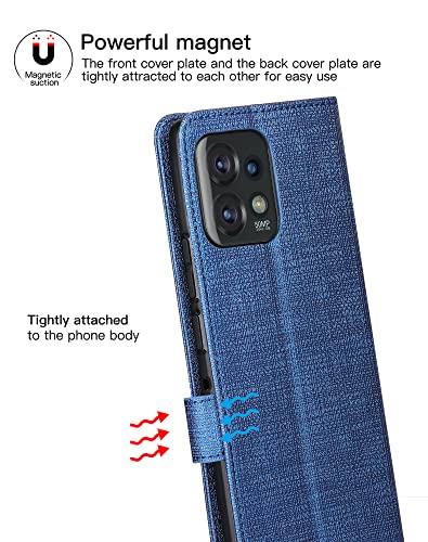 Foluu For Motorola Edge Plus (2023) Wallet Case, Card Slot Stand Phone Case With [Shockproof Tpu Interior Case], Pu Leather Strong Magnetic Flip Cover For Motorola Edge Plus (2023) (Blue) #TOP3