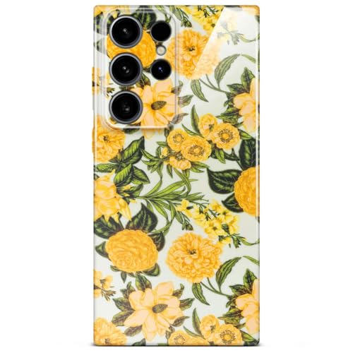 Coque Samsung S24 Ultra rigide fine avec protection appareil photo motif floral jaune vert ONEFLOW