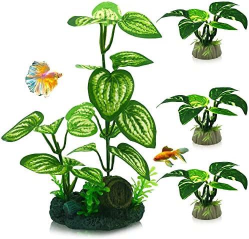 EDGCTYU Aquarium Silk Plants for Betta Fish Tank, Aquarium Plant Aquatic Water Grass Foreground Decor，Fish Tank Decorations(4PCS Green Grasses)