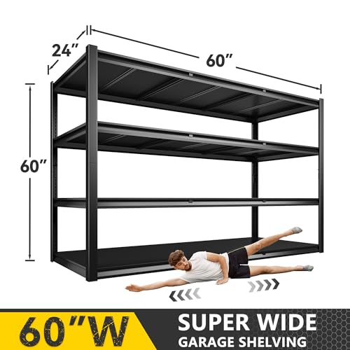 Reibii GARAGE SHELVING 2650Lbs Heavy Duty Storage Shelves, Adjustable 4 Tier Metal Shelves, Garage Storage Shelf And Industrial Shelving Utility Rack thumb #1