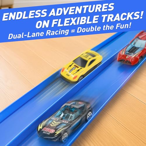 Dreamon Pista de Coches para Niños 3 4 5 6 Años, 5 Metros Circuito Coches Flexible Incluye 4 Coches de Juguete 2 Rampas 1 Bolsa de Almacenamiento 4 Ventosas Regalo para Niño y Niñas 4 Dreamon Pista De Coches Para Niños 3 4 5 6 Años, 5 Metros Circuito Coches Flexible Incluye 4 Coches De Juguete 2 Rampas 1 Bolsa De Almacenamiento 4 Ventosas Regalo Para Niño Y Niñas
