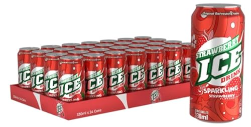 Strawberry Ice 330ml x 24 – Sweet & Fruity Sparkling Soft Drink – Refreshing Fizzy Strawberry Soda – Bold, Bubbly & Berry-Licious Beverage for Parties, Sharing, Summer Fun & Everyday Refreshment