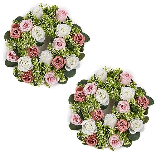 NUPTIO Candle Rings Wreaths, Wedding Centerpieces for Tables, 14 inch Diam