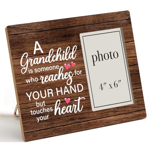Oqtumes Grandparents Gift Picture Frame From Grandson Granddaughter Rustic Grandparents Wood Picture Frame 8 x 10 Inches Wall Mount and Tabletop 4 x 6 Inch Photo