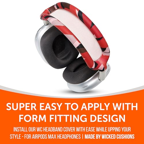 WC BandZ Max - Silicone Headband Cover for Airpods Max Headphones, Made by Wicked Cushions | Enhanced Comfort and Protection | Available in Wicked Designs | Red Prism - Thumbnail 6