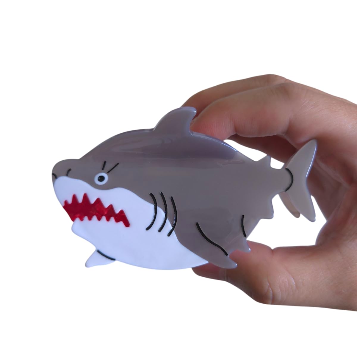 Funny Great White Shark Hair Clip,Acetate Claw Clips,Cute Hair Claw Clips for Women,Grey - Image 3