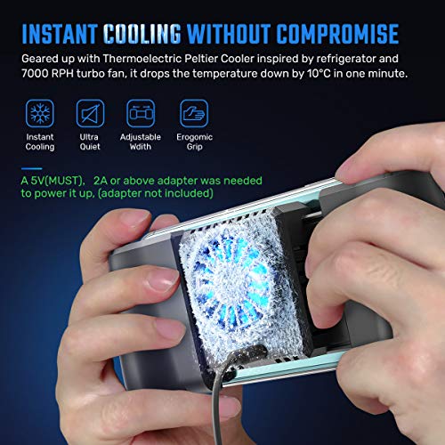 Mobile Game Controller + Active Cooling Fan Phone Radiator Grip, Compatible with iPhone/Android Phone, for PUBGG/Fortnitee/Call of Duty Mobile Games, Cooler Gaming Case Triggers L1R1 Buttons
