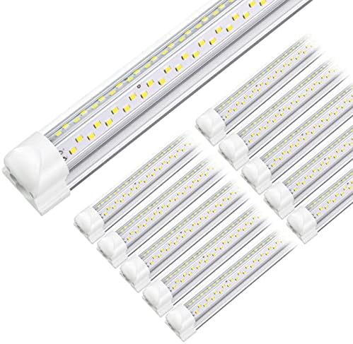 ELEKICO 8FT LED Shop Light, Super Bright 100W Shop Lights, 15000LM 5000K 8 Foot Led Lights, Linkable 96" LED Shop Lights Lighting for Garage with Plug, V Shape T8 8' Led Light Fixtures 10 Pack