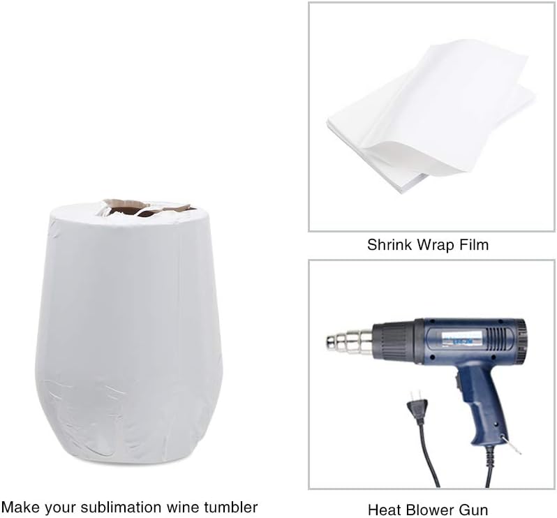 PYD Life Sublimation Blanks Wine Tumbler Cups White 12 OZ Stainless Steel Insulated Stemless Mugs with Lid 6 Pack