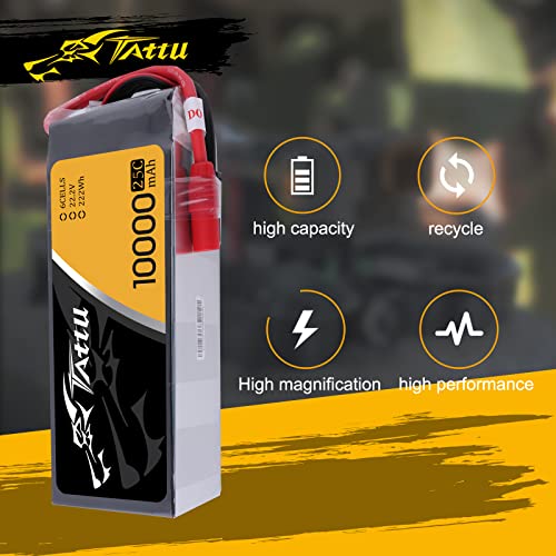 Tattu 10000Mah 22.2V 25C 6S Lipo Battery Pack With As150+Xt150 Plug For Dji S800 And Other Multirotors #TOP3