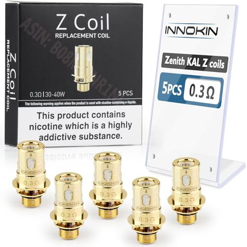 Innokin Zenith Z Coil, KAL 0.3ohm Replacement Coils Work for Kroma-Z Pod, iTaste-A Kroma, Z50 Kit, Pack of 5, No Nicotine