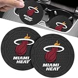 Heat Car Cup Holder Coasters,Miami Heat Car Cup Coasters for Drink Holder,2pcs Car Cup Holder Insert,Basketball Stuffs for Cars,Anti-Split Dust Proof Car Cup Mat,Silicon Beverage Mat,2.75''