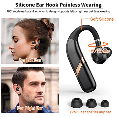Wesadn Bluetooth Headset Wireless Earbuds Cell Phones Earpiece Bluetooth Headphones In Ear With Microphone 48H Talk Time Ipx7 Waterproof Earphones For Trucker Driving Business Running Office #TOP2