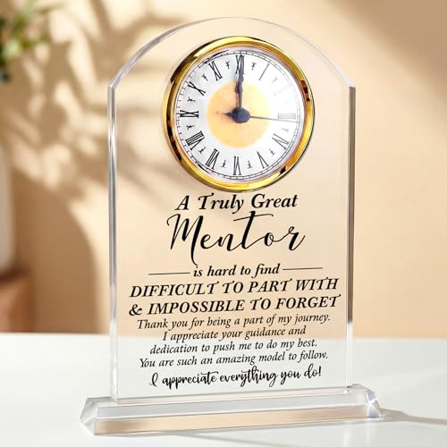 Wenqik Mentor Gift Thank You Gifts Clock Acrylic Best Mentor Gifts for Women Men Appreciation Clock Gift for Desk Sign Decor Home Office Desk Decor Acrylic Inspirational Gratitude Presents