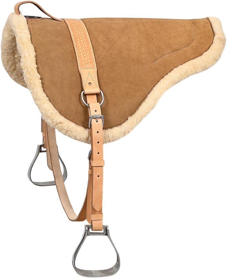 HILASON Natural Horsemanship Leather Bareback Western Treeless Saddle Pad | Pads Baretek Riding for Horses