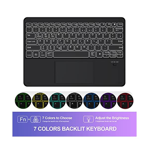 SROSSTEC Tastatur Hülle Kompatibel mit Samsung Tab S7 FE & Tab S7+/Tab S7 Plus, QWERTZ Kabellose Beleuchtete Bluetooth… – Bild 4