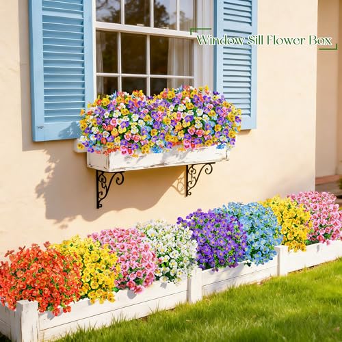 Der Rose 24 Bundles Artificial Pansy Flowers for Outdoors, UV Resistant 6 Assorted Colors Fake Pansies Spring Flowers for Planters Window Boxes Flower Beds Bulk Outdoor Garden Deco image 6