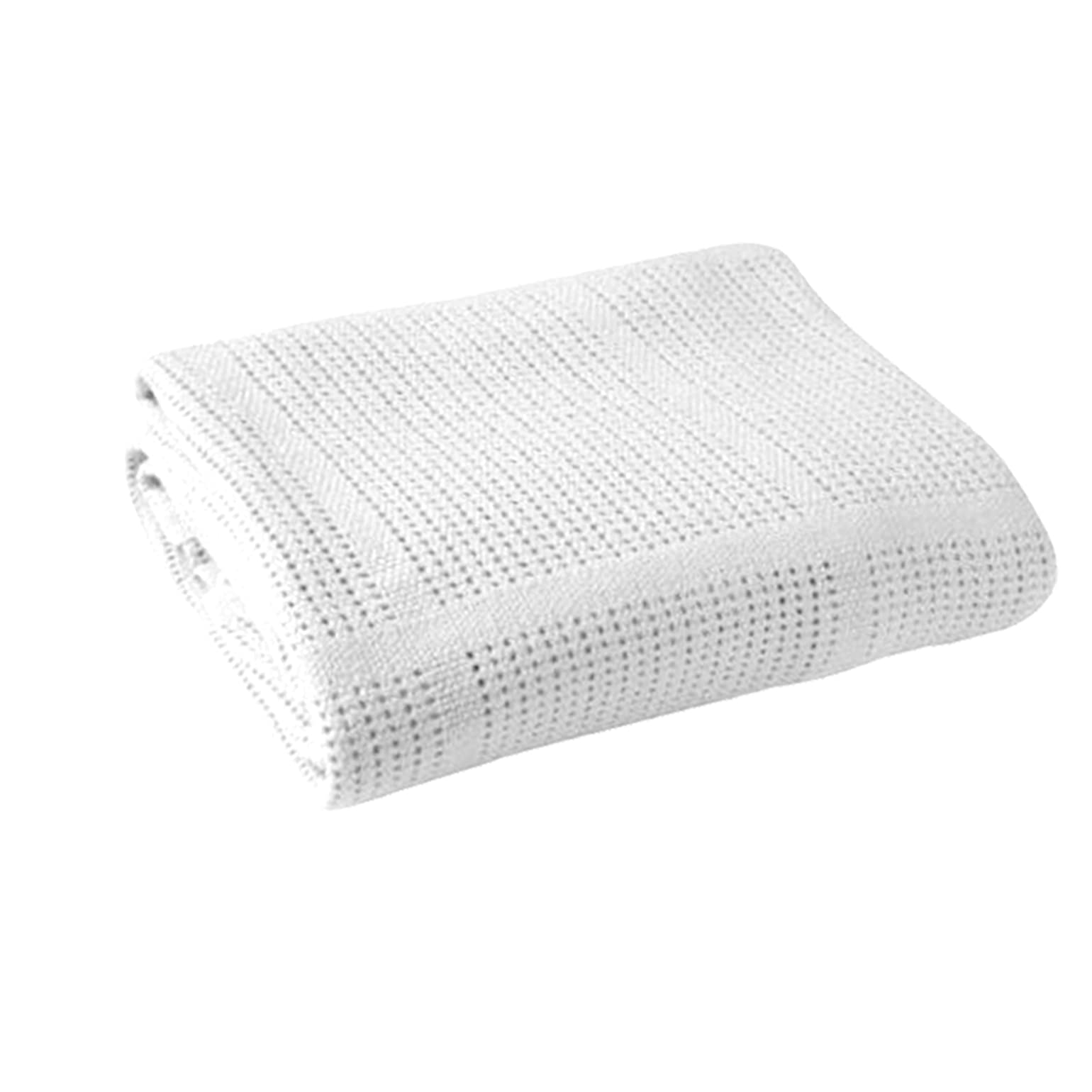 Pentrum Cellular Baby Blankets for Moses Basket/Travel/Pram/Car 100% Soft Cotton (White)