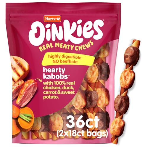 Oinkies Hearty Kabobs RawhideFree Dog Treats 36 Count