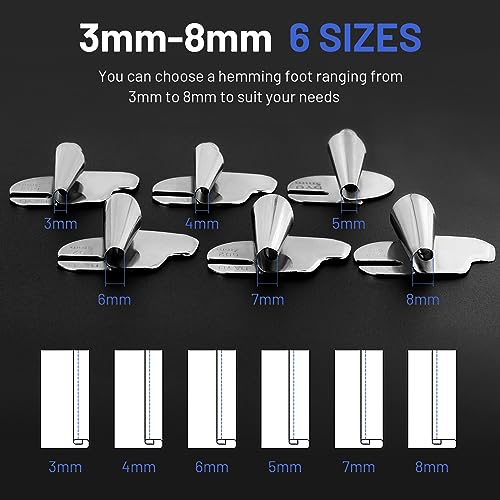 Kit de 6 Pies para Máquina de Coser Rolled Hemmer 3mm-8mm miniatura 3