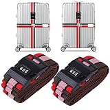 LEcylankEr 2 Pièces Sangle Valise Voyage, Sangle pour Valise avec Étiquettes de Bagages e Cadenas Code, Croix Sangle à Bagages pour Valises Réglable (1)
