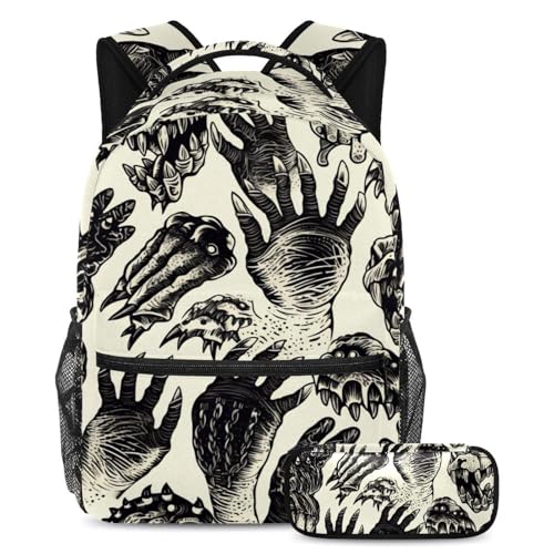 Ensemble de cartables griffe de monstre pour les trajets scolaires et sorties des adolescents
