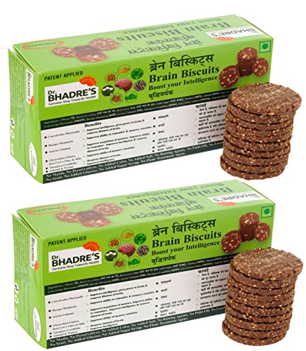 Image of DR. BHADRE'S Brain Biscuits Combo Biscuits 300 gm Child Intelligence & Memory Power with Mix of Sankhapuspi Brahmi Vekhand Almond Walnut Salsa Accents | No Maida Chemical Free { Pack of 2 ,150 gm X 2 }
