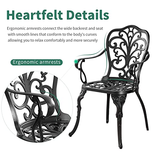 Withniture Bistro Table And Chairs Set Of 2 With Umbrella Hole,Cast Aluminum Patio Bistro Sets 3 Piece,Outdoor Bistro Table Set,Patio Furniture Set For Front Porch Set,Garden(Butterfly Black) #TOP2