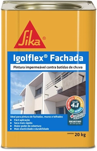 SIKA Igolflex Fachada, Pintura impermeável e elástica - Aceita pigmentação, Branco, Balde 20kg