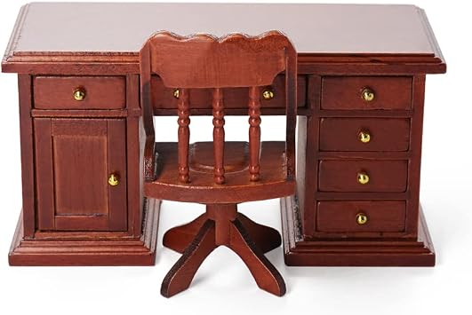 Odoria 1/12 Miniature Office Desk and Chair Dollhouse Furniture Accessories