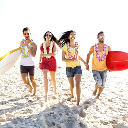 image for ZZSJNB 8 Counts Hawaiian Leis Necklace Leis Headbands Leis Tropical Lu