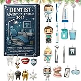 2025 Zahnarzt Adventskalender, 24 Tage 2D Countdown Kalender mit 24 Zahnarzt Thema Ornamente, Zahnarzt Adventskalender 2025, Weihnachtsbaumschmuck, für Zahnärzte (Dunkelblau-1PC)