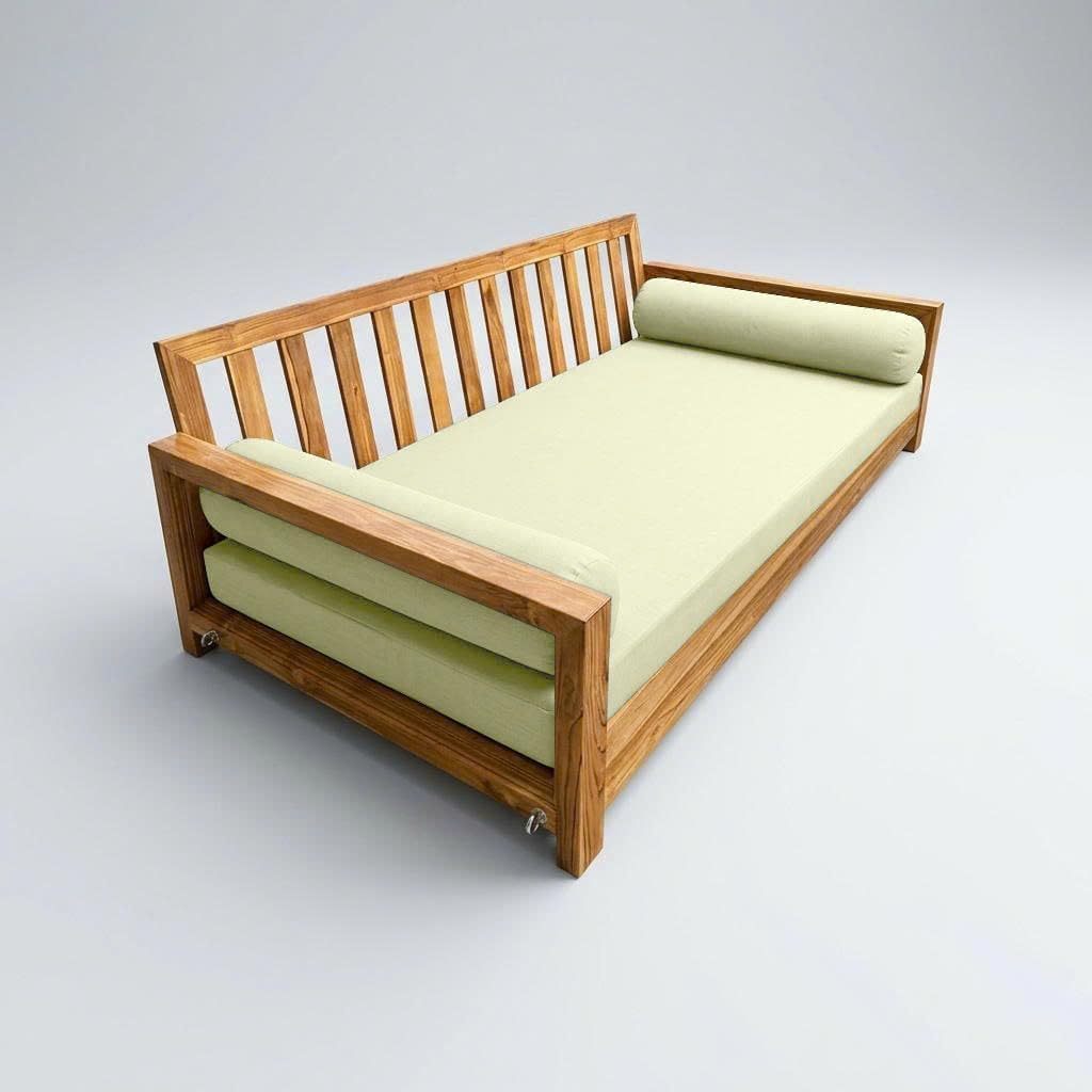 Prolinemax Style 5 - Mattress & Pillow Bolster for Outdoor Indoor Daybed Porch Swing Bed Knife Edge Crib Size AD005 | Covers ONLY |